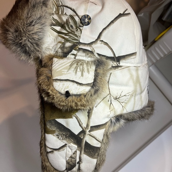 Canvas Bomber Hat -Realtree Snow w/Brown Rabbit Fur Size Medium LNWOT - Picture 13 of 13